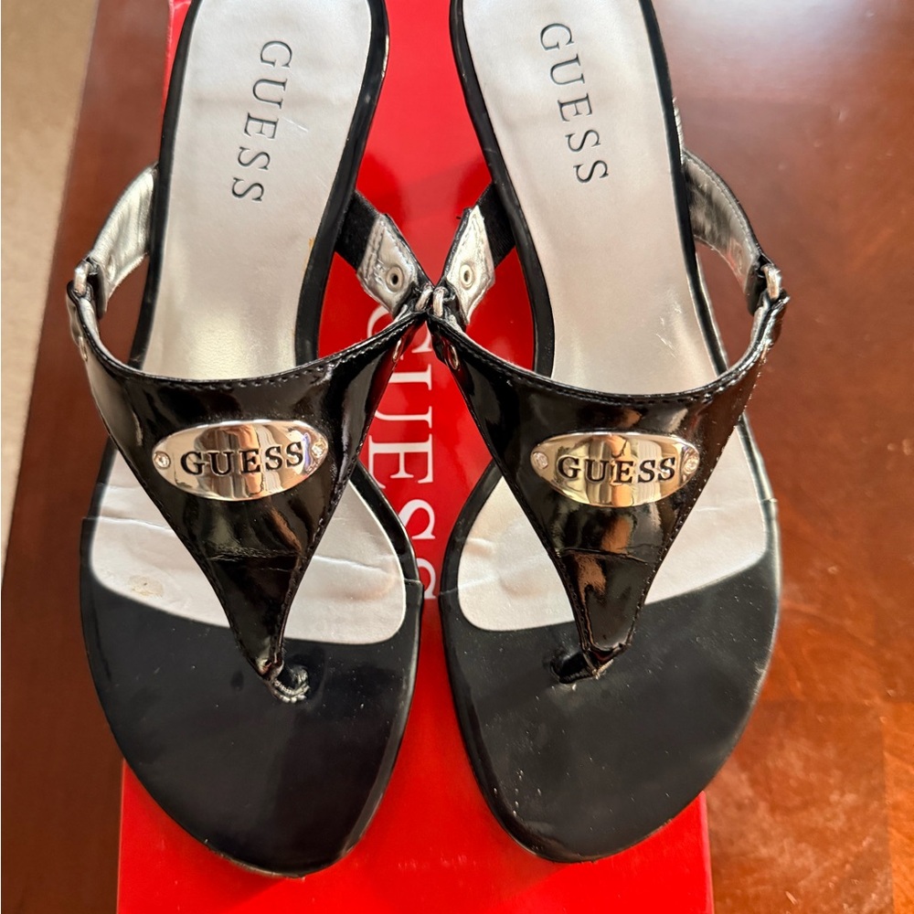 Guess Shiny Black Women's Sandals